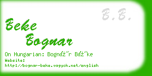 beke bognar business card